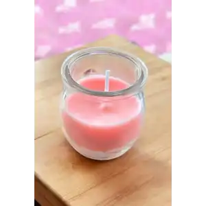Pembe Renk Bardakta Kokulu Dekoratif Mum