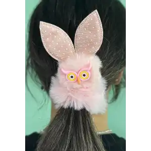 Pembe Renk Baykuş Figürlü Peluş Simit Toka