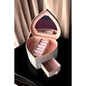 Pembe Renk Bölmeli Çekmeceli Takı Organizeri