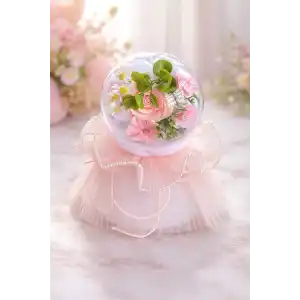 Pembe Renk Çiçek Aranjman Küresi