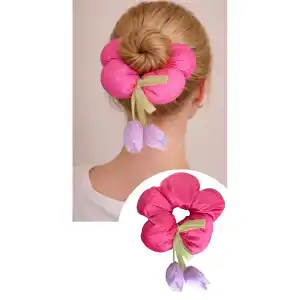 Pembe Renk Çiçek Figürlü Sallantılı Simit Toka