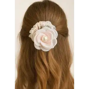 Pembe Renk Çiçek Figürlü Simit Toka