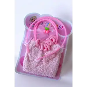 Pembe Renk Çocuk Çanta Toka Taç Set