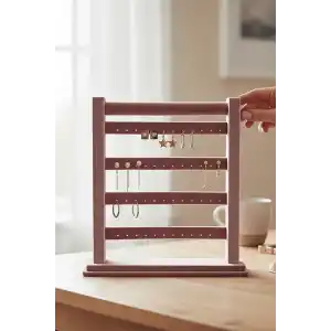 Pembe Renk Dört Katlı Küpe Düzenleyici / Organizer