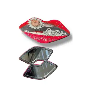 Pembe Renk Dudak Figürlü Cep Aynası