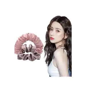 Pembe Renk Isısız Saç Şekillendirici Saç Sosisi Saten Toka