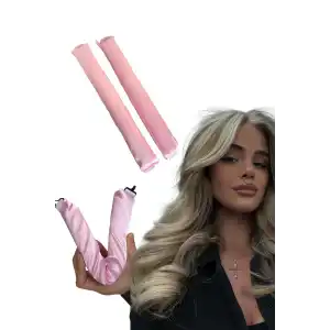 Pembe Renk Isısız Saç Şekillendirici Saten Saç Sosisi
