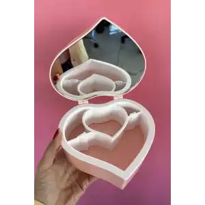 Pembe Renk Kalp Figürlü Aynalı Takı Organizeri