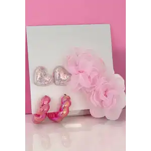 Pembe Renk Karışık Figürlü 6lı Küpe Set