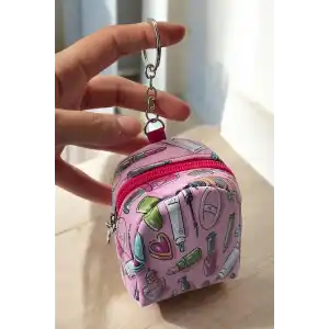 Pembe Renk Karışık Figürlü Anahtarlık Cüzdan