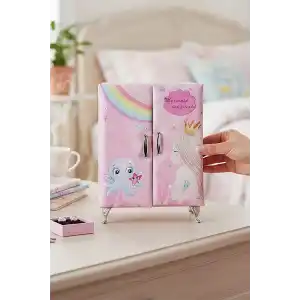 Pembe Renk Karışık Figürlü Takı Dolabı/Organizer