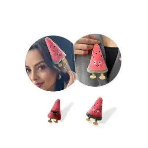 Pembe Renk Karpuz Figürlü Rozet / Toka