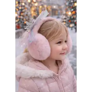 Pembe Renk Kurdele Figürlü Peluş Kulaklık