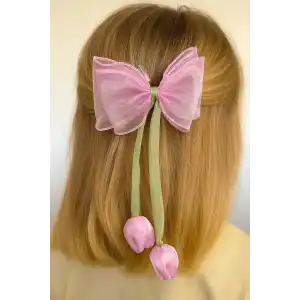 Pembe Renk Lale Figürlü Otomat Toka