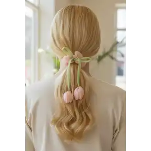 Pembe Renk Lale Figürlü Simit Toka