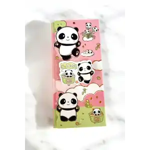 Pembe Renk Panda Figürlü Yapışkanlı Not Kağıdı