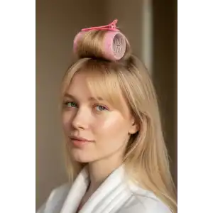 Pembe Renk Pens Ve Cırtlı/ Yapışkanlı Saç Bigudisi /Orta Boy