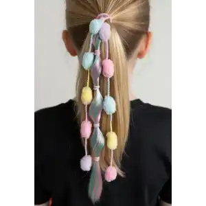 Pembe Renk Saç Detaylı Lastik Toka