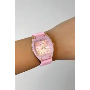 Pembe Renk Silikon Kordonlu Kadın Saat