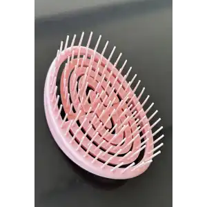 Pembe Renk Taşınabilir Saç Tarama Fırçası/ Tarak