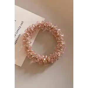 Pembe Renk Taşlı Lastik Toka