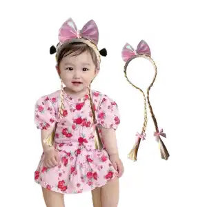 Pembe Renk Tavşan Figürlü Saç Detaylı Taç