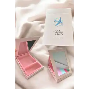 Pembe Renk Uçak Figürlü Ayna Detaylı Takı Organizeri