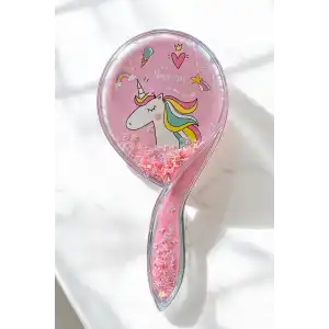 Pembe Renk Unıcorn Figürlü Sim Detaylı Saç Tarama Fırçası/ Tarak
