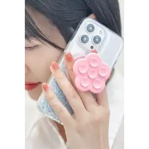 Pembe Renk Vantuzlu Beşgen Telefon Tutucu