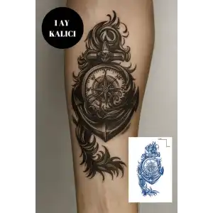 Pusula Figürlü 12 Saat Sonra Kararan Geçici Orta Dövme Tattoo