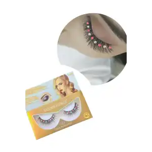 Renkli Taş Detaylı 5D Volüm İpek Takma Kirpik