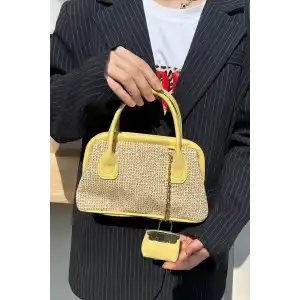 Sarı Renk Hasır Kadın Çanta