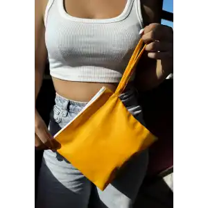 Sarı Renk Kadın Cüzdan/El Çantası (Büyük Boy)