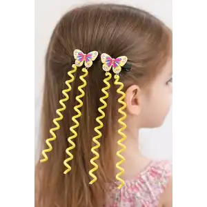 Sarı Renk Kelebek Figürlü Çocuk Yan Toka