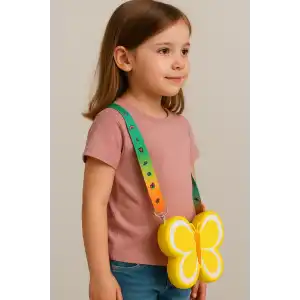 Sarı Renk Kelebek Figürlü Pop-it Çocuk Çanta
