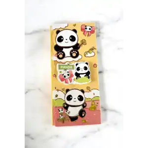 Sarı Renk Panda Figürlü Yapışkanlı Not Kağıdı