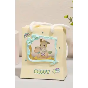 Sarı Renk Tavşan Figürlü Askı Detaylı Müziklı Işıklı Kar Küresi