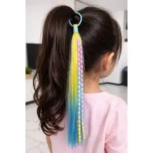 Sarı Ve Mavi Renk Saç Detaylı Lastik Toka