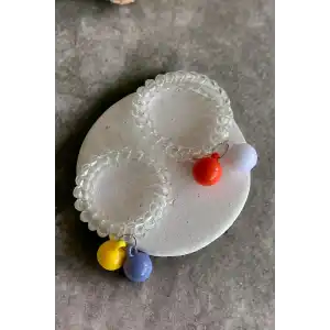 Şeffaf 2´li Boncuk Detaylı Helezon Toka