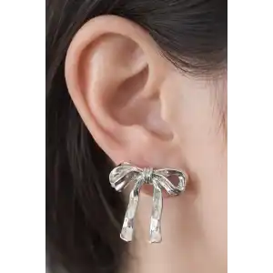 Silver Renk Kurdele Figürlü Çelik Küpe (Çift)