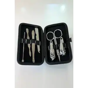 Siyah Renk 7 Parça Manikür/ Pedikür Kutulu Törpü Set