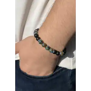 Siyah Renk Boncuk Detaylı Erkek Bileklik