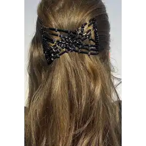 Siyah Renk Boncuk Detaylı Tel Tarak Toka