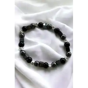 Siyah Renk Boncuklu Erkek Bileklik