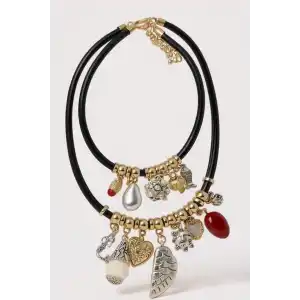 Siyah Renk İkili Tasarım Kolye