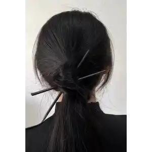 Siyah Renk İkili Topuz Tokası