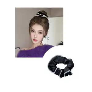 Siyah Renk İnci Detaylı Simit Toka