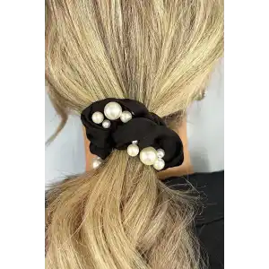 Siyah Renk İnci Detaylı Simit Toka