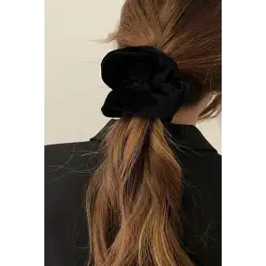 Siyah Renk Kadife Simit Toka