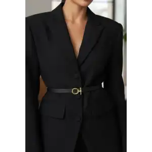 Siyah Renk Kadın Deri Kemer